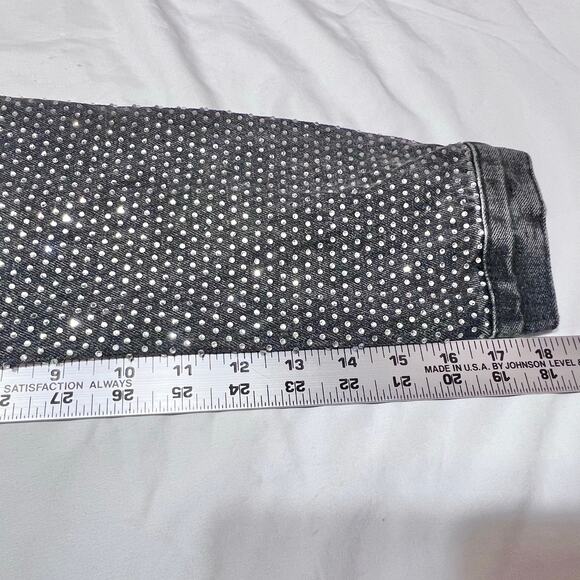 Windsor Denim Jacket Small Black Rhinestones All Over Bedazzled New - Picture 7 of 8